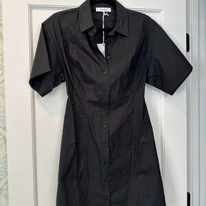 Black Button Up Shirt Dress with Cinched Waist